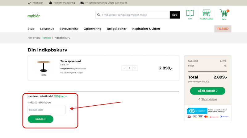 rabatkode til møbler