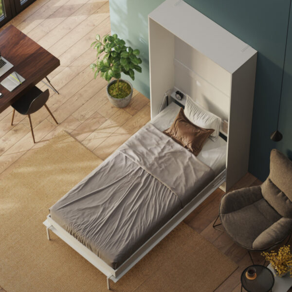 CLASSIC skabsseng, høj model 100x200cm - farve Skab: Hvid, Front: Hvid