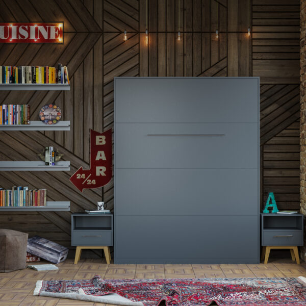NORDIC skabsseng, høj model 160x200 cm - farve Skab: Beton, Front: Beton