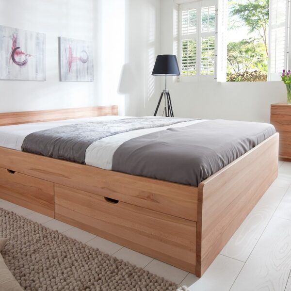 HMS - Messina Skuffe Seng i Kernebøg-180x200-Top - Inkl. 2 stk. sengebord