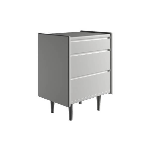 Kaagaard Sengebord 3 Skuffer- Hvid med Metalben