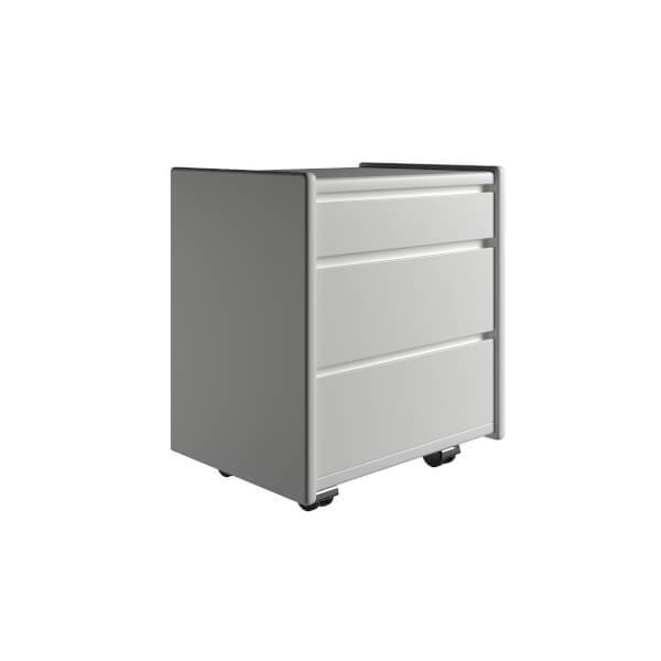 Kaagaard Sengebord 3 Skuffer - Hvid med hjul