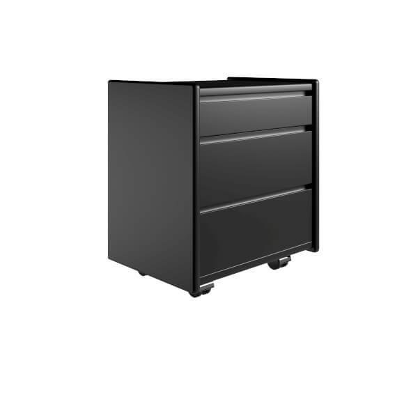 Kaagaard Sengebord 3 Skuffer - Sort med hjul