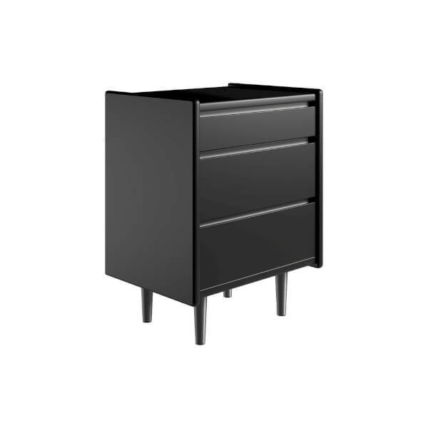 Kaagaard Sengebord 3 Skuffer - Sort med metalben