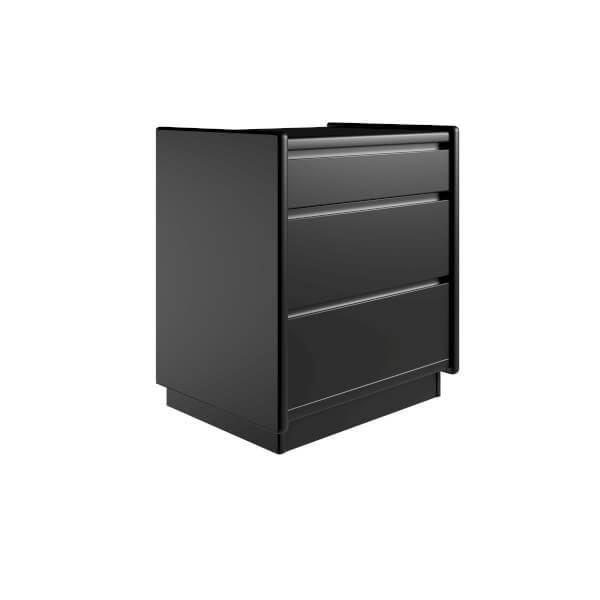 Kaagaard Sengebord 3 Skuffer - Sort med sokkel