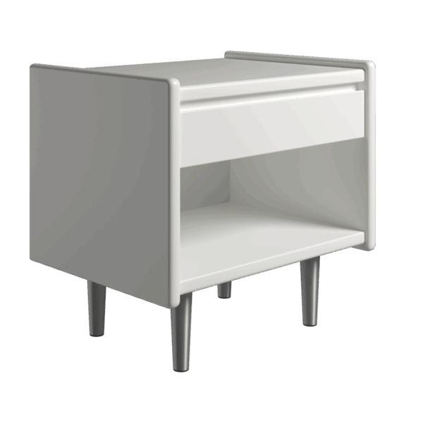 Kaagaard - Sengebord-H: 34-Hvid-B: 50 D: 47-Stål ben