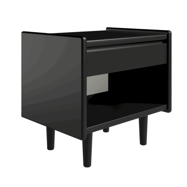 Kaagaard - Sengebord-H: 34-Sort-B: 80 D: 37-Træ ben