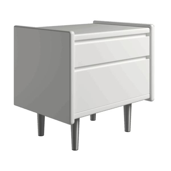 Kaagaard - Sengebord-Hvid-B: 80 D: 37-Stål ben