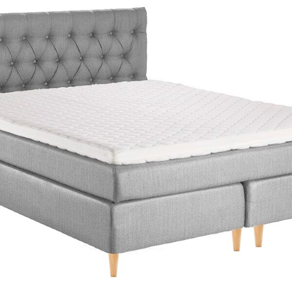 Livingbed - Sov Bedre Kontinental seng 160x200 cm - Lysegrå - Inkl. Latex topmadras og stål ben - Udstillingsmodel