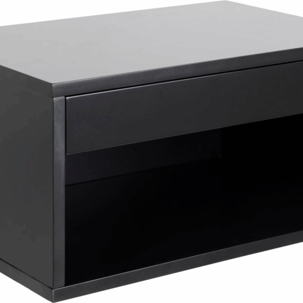 Natbord Sengebord Signature Florima Sort Mellemtæt Fiberplade med Skuffe og Hylde 50x35x24,5 cm