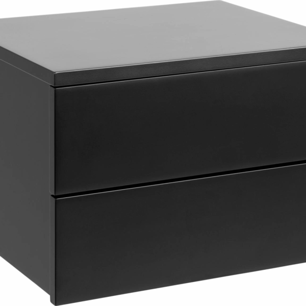 Natbord Signature Saloméa sort - kompakt UV-malet MDF sengebord med 2 skuffer