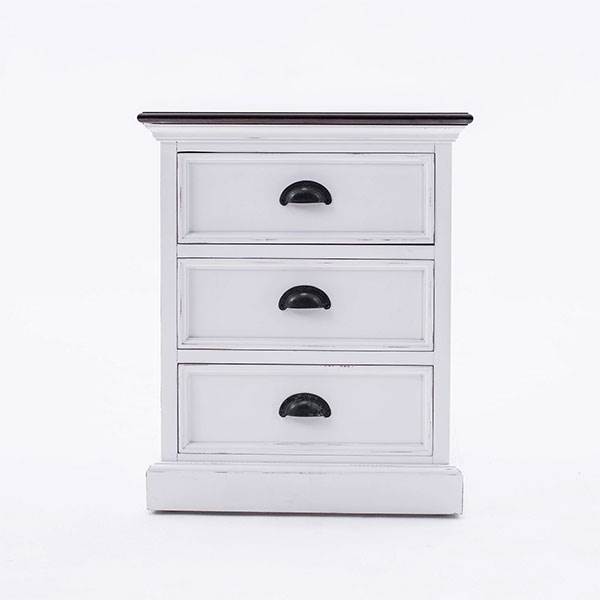 Novasolo - Sengebord med 3 skuffer med mørk top