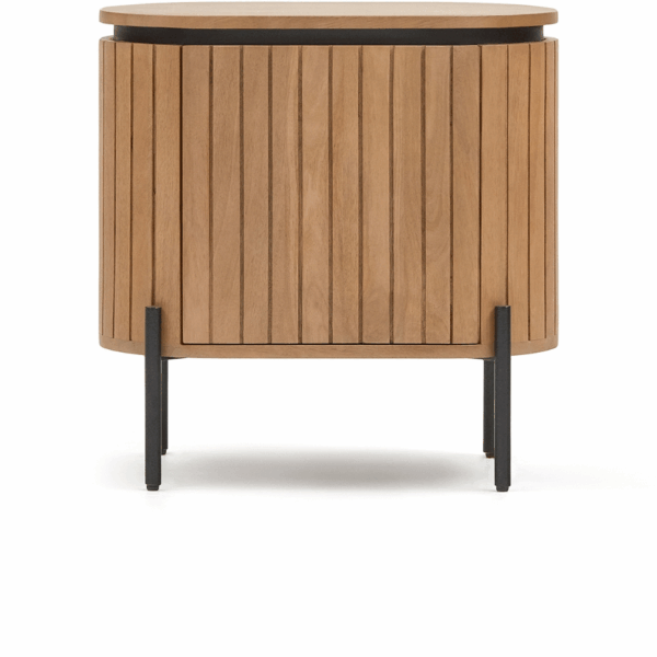 Sengebord Kave Home Licia i massivt mangotræ & jernben, rustik charme, 55x35 cm