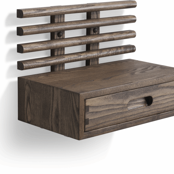 Sengebord Oscarssons Möbel Zana-serien massiv ask brunolieret H31x40x25 cm med skuffe