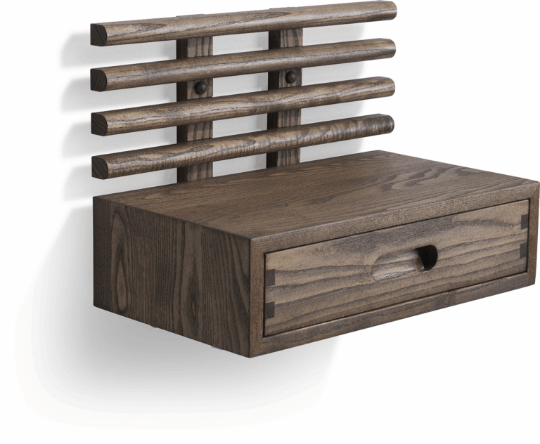 Sengebord Oscarssons Möbel Zana-serien massiv ask brunolieret H31x40x25 cm med skuffe