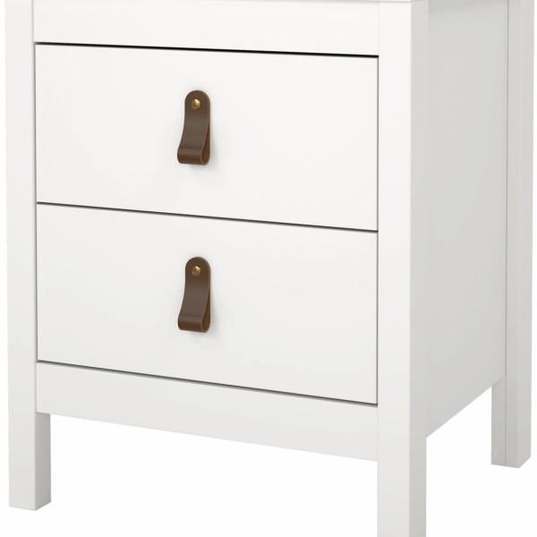 Sengebord Vesterholm Lunor natbord 2 skuffer hvid FSC-certificeret træ dansk håndværk H54xB44xD38 cm