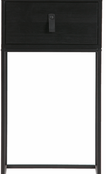 Sengebord WOOOD Zola natbord, sort metal og fyrretræ, H74xB35xD40 cm