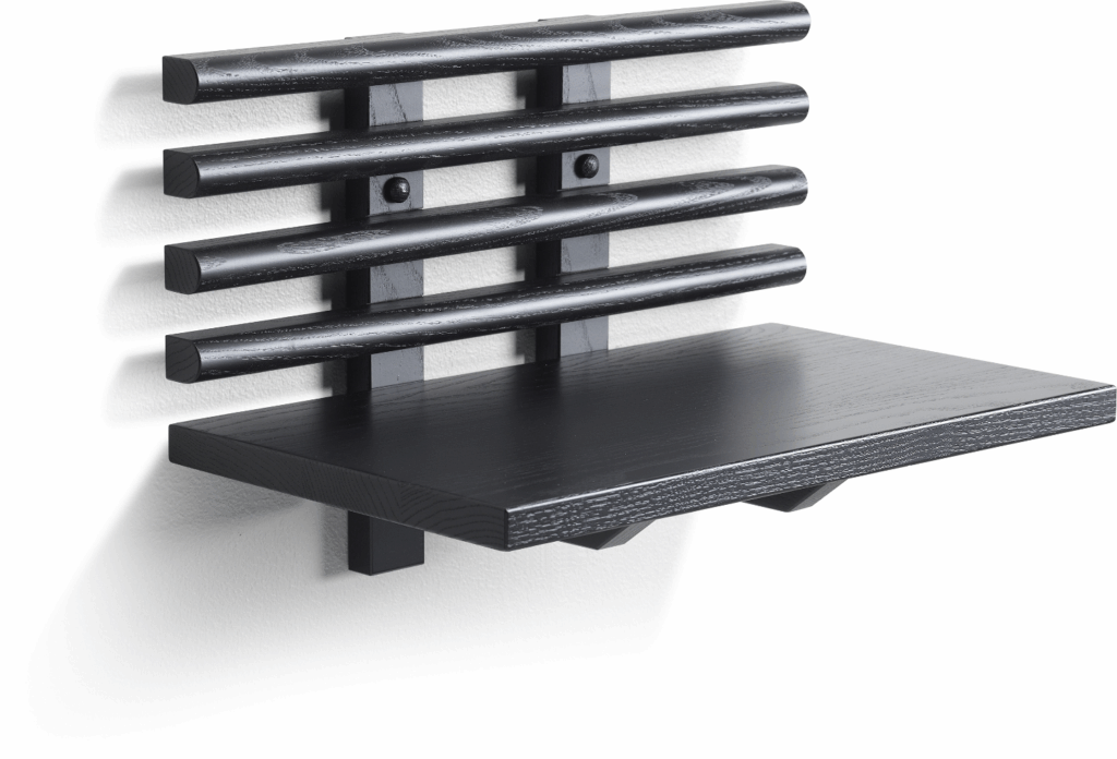 Sengebord med hylde Oscarssons Möbel Zana massiv ask sortbejdset H26xB40xD25 cm