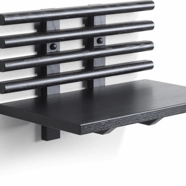 Sengebord med hylde Oscarssons Möbel Zana massiv ask sortbejdset H26xB40xD25 cm