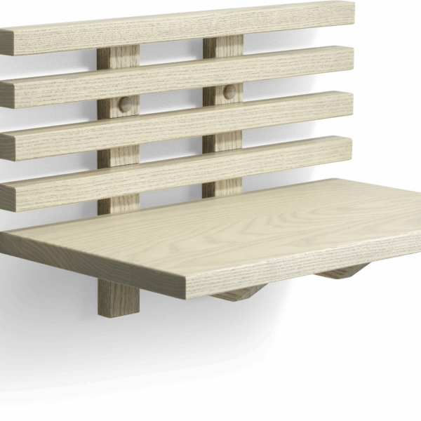 Sengebord med hylde Oscarssons Möbel Zece gråolieret massiv ask H26 x B40 x D25 cm