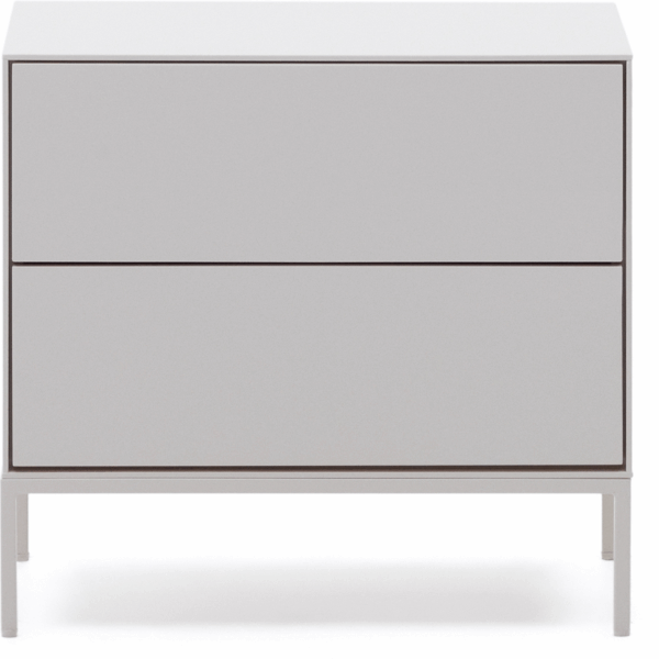 Sengebord natbord Kave Home Vedrana hvid - nordisk design med 2 skuffer og justerbare ben H55xB40xL60 cm
