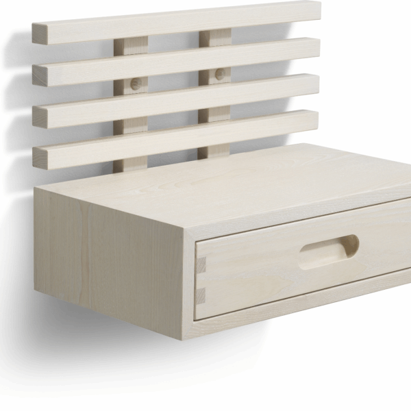 Sengebord og Natbord med Skuffe Zece Oscarssons Möbel Hvidolieret Ask