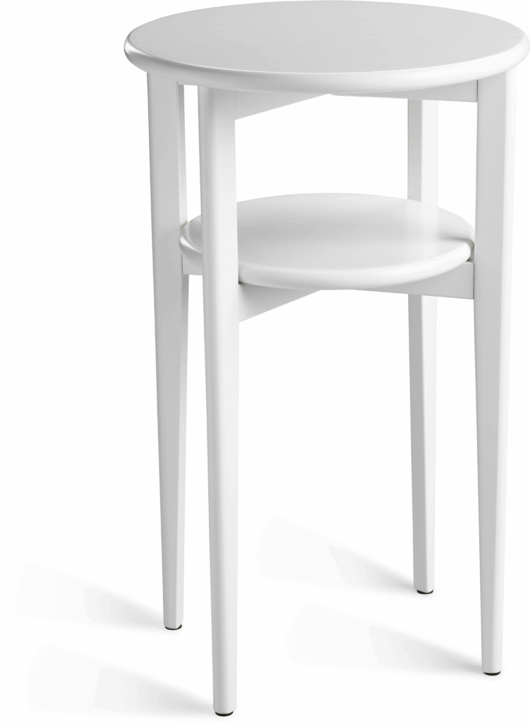 Sengebord/natbord Oscarssons Möbel Mira i MDF og massiv birk hvidlak med hylde D39 x H65 cm