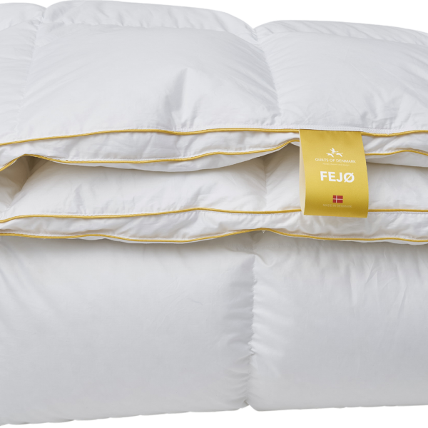 Dyne Quilts of Denmark FEJØ 140x200 cm - 600 g moskusdun, 725 Cuin, 100 % bomuldssatin, allergivenlig OEKO-TEX, Nomite & Downpass