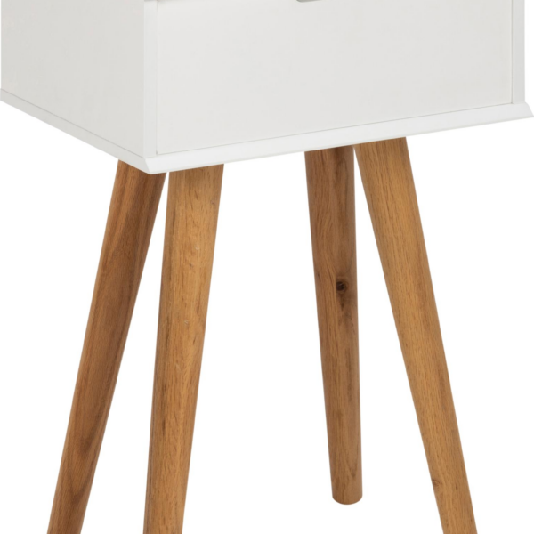 Natbord Signature Trinelle hvidt MDF-sengebord med egetræben 61,5x40x30 cm