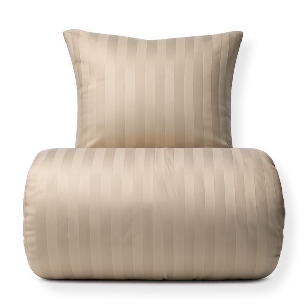 Bambus sengetøj 140x200 cm - 100% bambus - Sandfarvet jacquardvævet striber