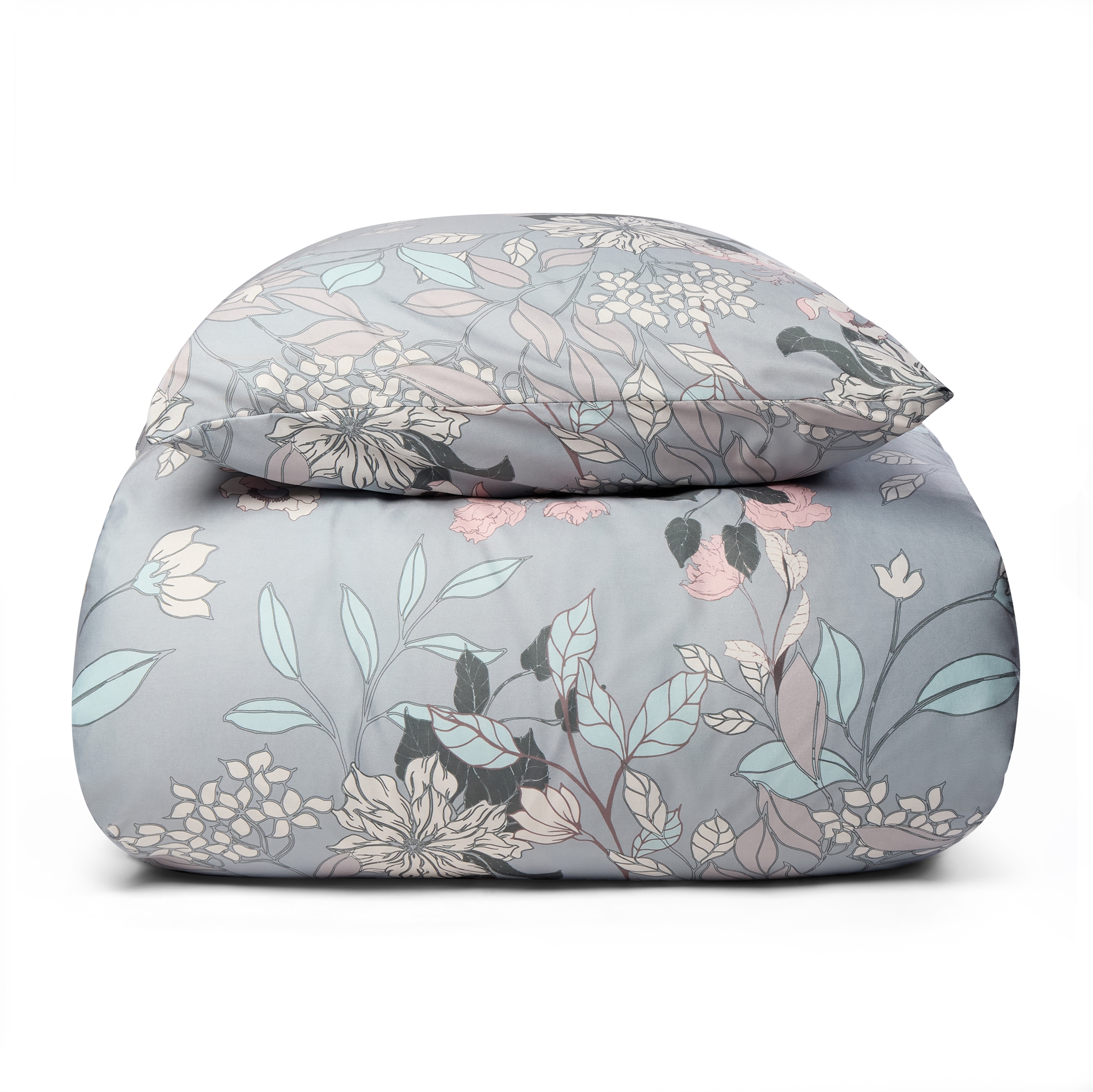 Dobbelt sengetøj 200x200 cm - Microfiber - Støvet grønt blomstret print Dobbelt sengetøj 200x200 cm - Microfiber - Støvet grønt blomstret print