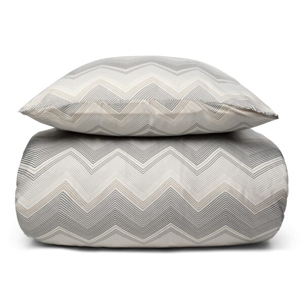 Dobbelt sengetøj 200x220 cm - Gråt zig zag mønstret sengesæt - Microfiber sengelinned - IN Style sengelinned