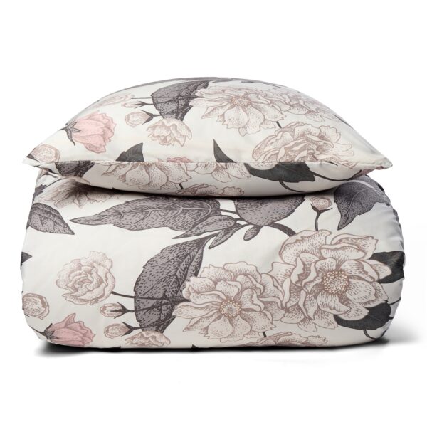 Dobbelt sengetøj 200x220 cm - Microfiber - Beige blomstret print