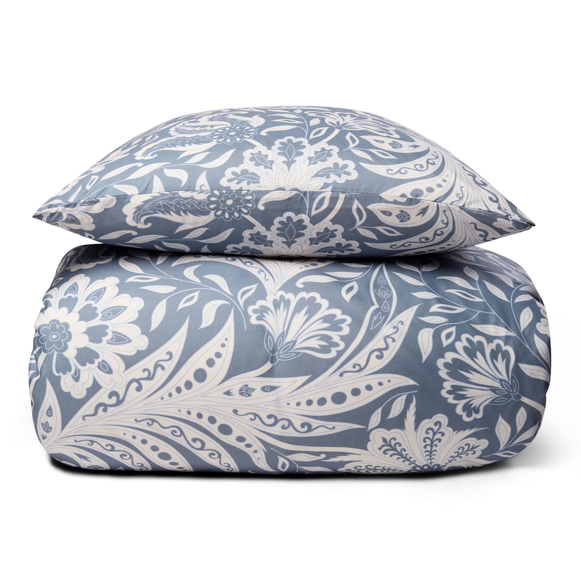 Dobbelt sengetøj 200x220 cm - Microfiber - Blåt blomstret print Dobbelt sengetøj 200x220 cm - Microfiber - Blåt blomstret print