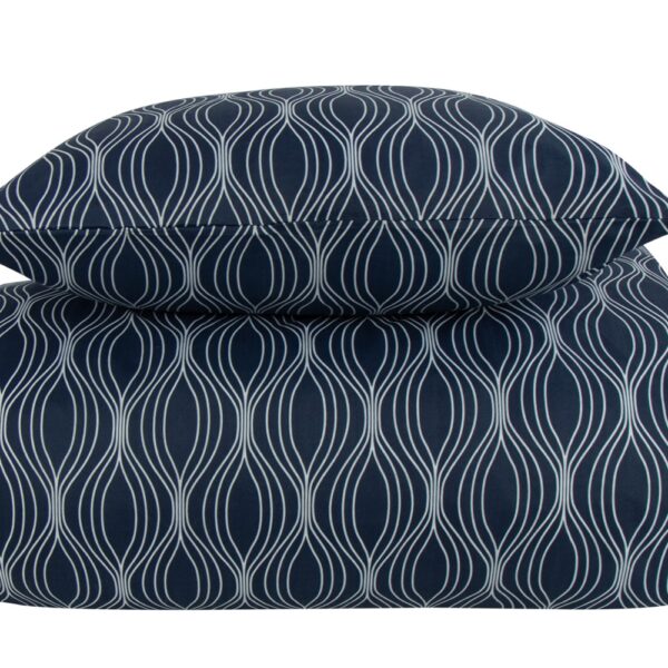 Dobbelt sengetøj 200x220 cm - Microfiber - Blåt wave print