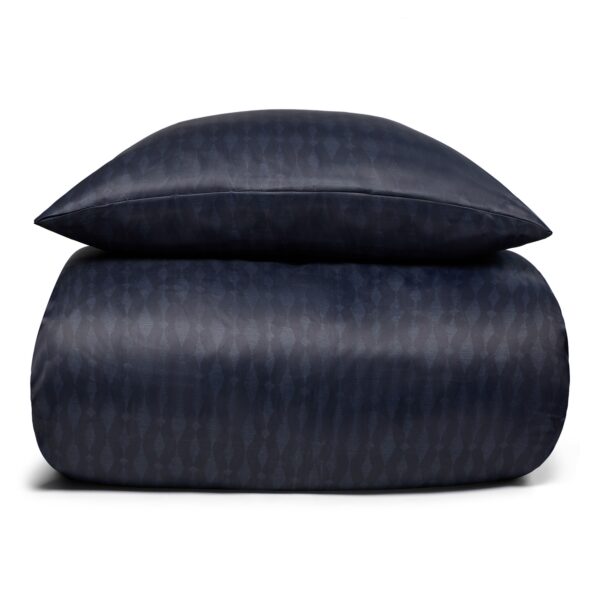 Dobbelt sengetøj 200x220 cm - Satin - Mørkeblåt mønster design