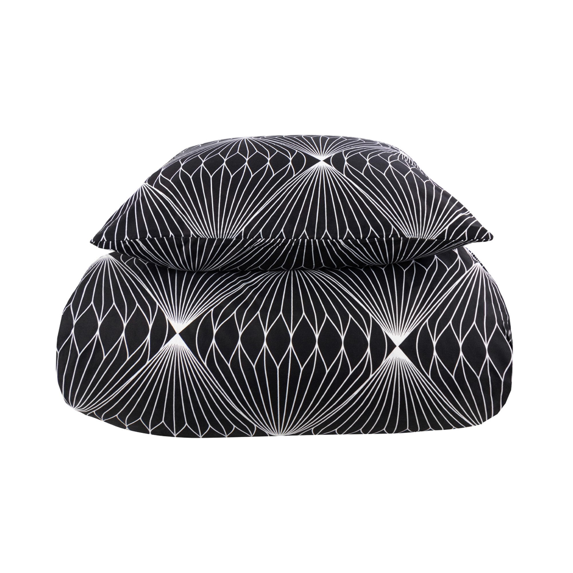 Dobbelt sengetøj 240x220 cm - Microfiber - Sort diamant print Dobbelt sengetøj 240x220 cm - Microfiber - Sort diamant print