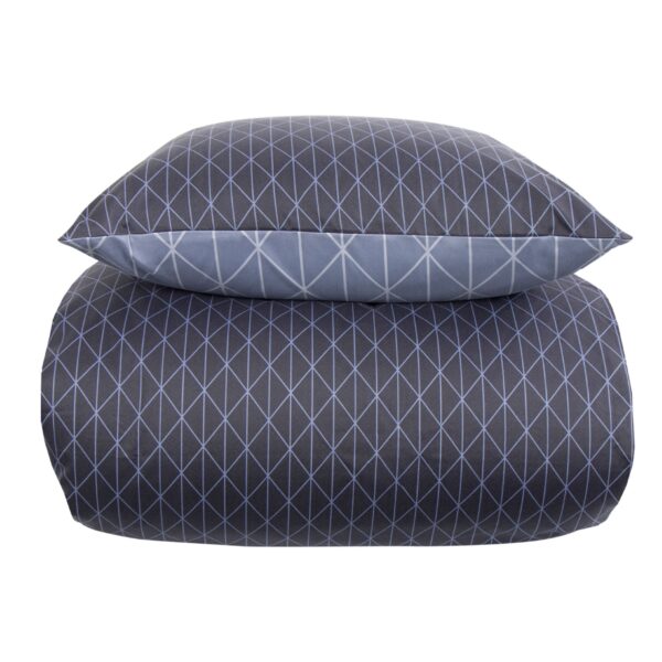 Dobbelt sengetøj 240x220 cm - Microfiber - Vendbart blåt harlekin print