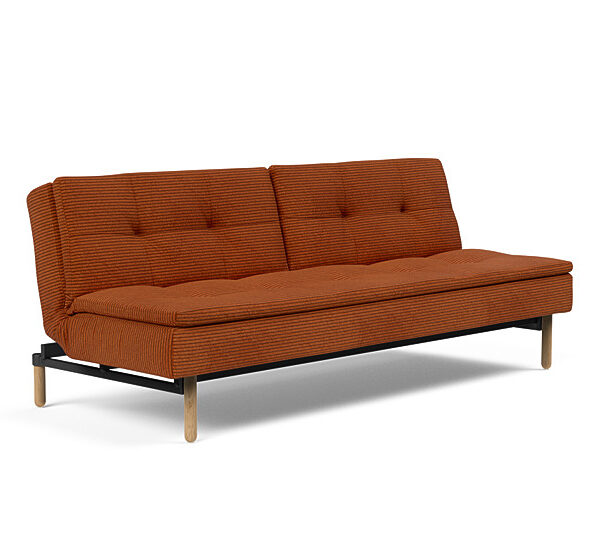 Innovation - Dublexo sovesofa med styletto ben 115x210 cm-595 -Mørke Egetræs ben