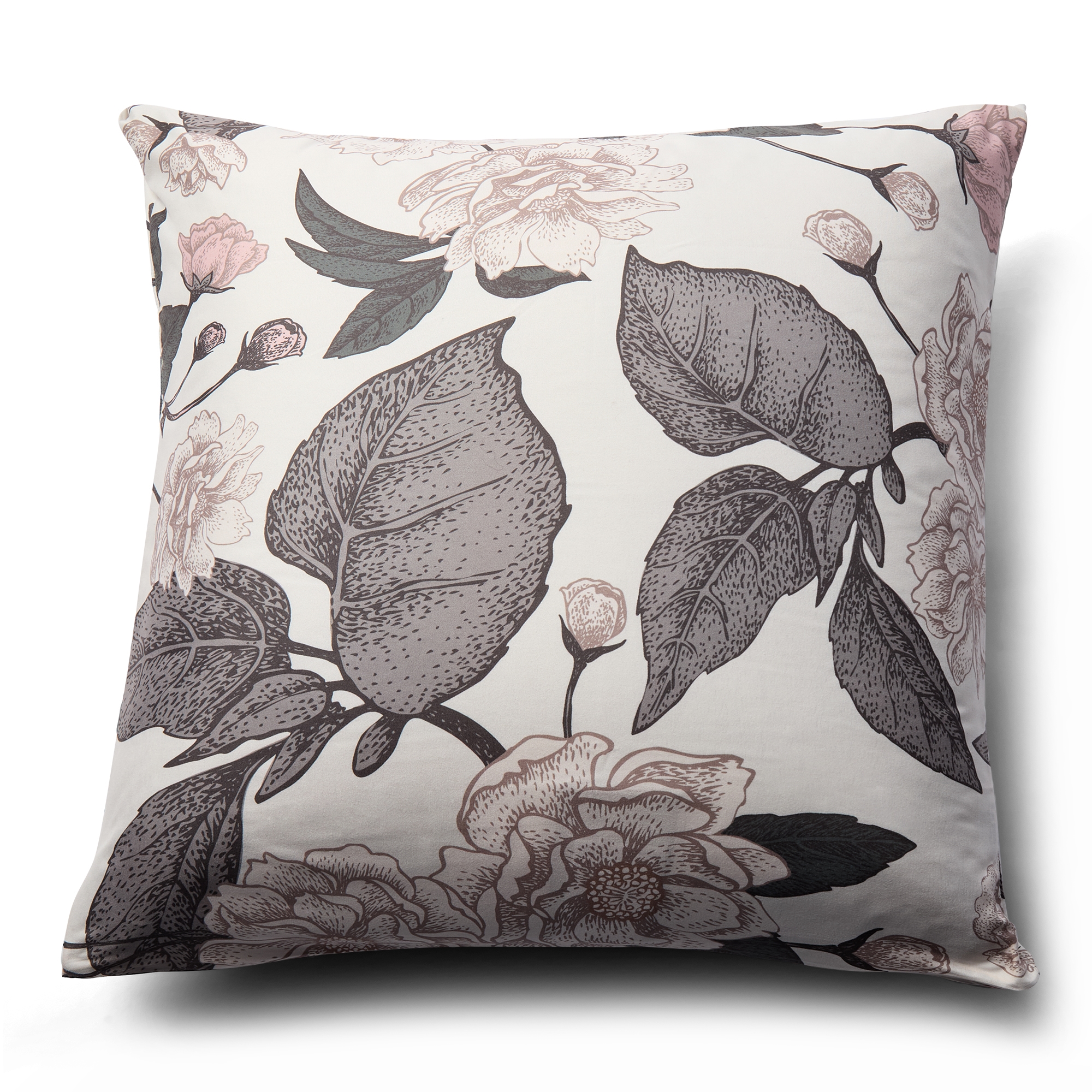 Pudebetræk 60x63 cm - Microfiber - Beige blomstret print Pudebetræk 60x63 cm - Microfiber - Beige blomstret print