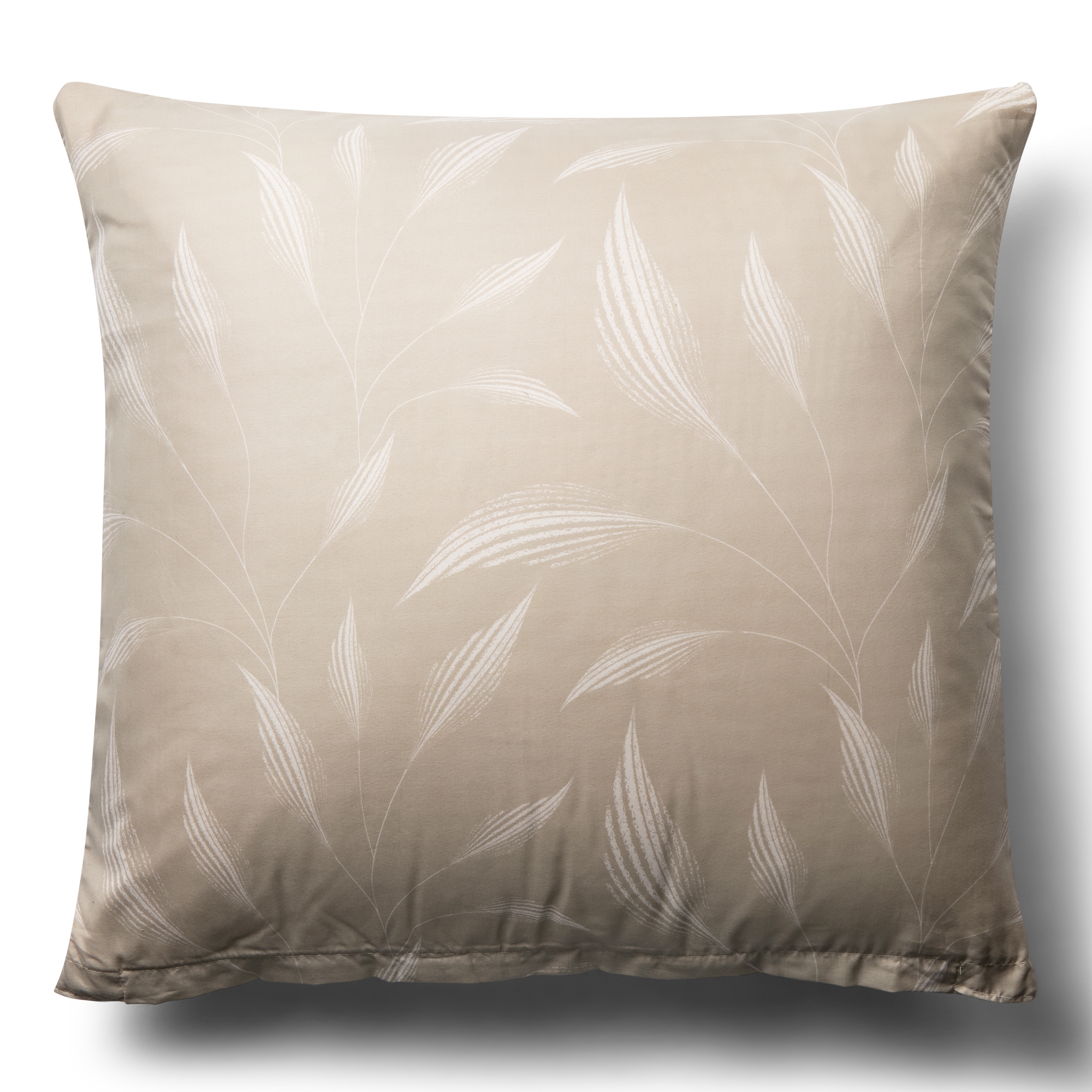 Pudebetræk 60x63 cm - Microfiber - Beige med print af blade Pudebetræk 60x63 cm - Microfiber - Beige med print af blade