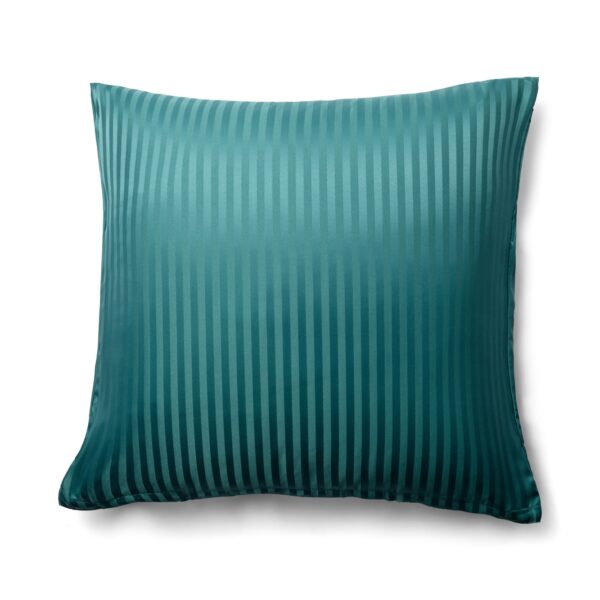 Pudebetræk 60x63 cm - Microfiber - Ensfarvet med petrol farvet striber