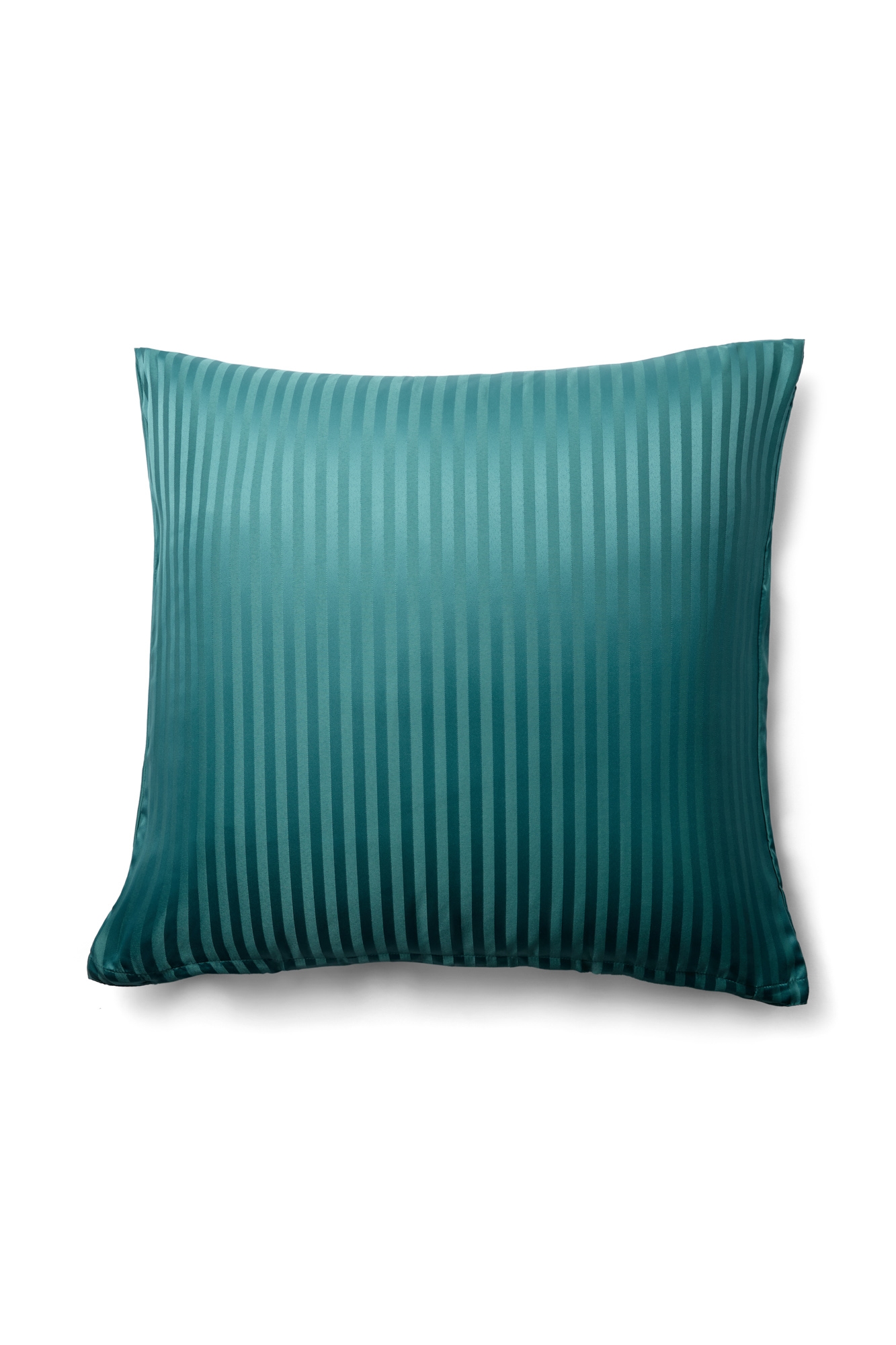 Pudebetræk 60x63 cm - Microfiber - Ensfarvet med petrol farvet striber Pudebetræk 60x63 cm - Microfiber - Ensfarvet med petrol farvet striber