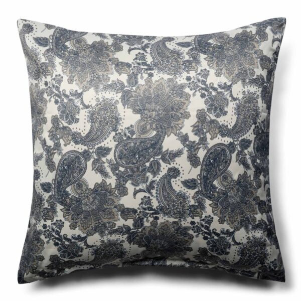 Pudebetræk 60x63 cm - Satin - Sandfarvet blomstret design