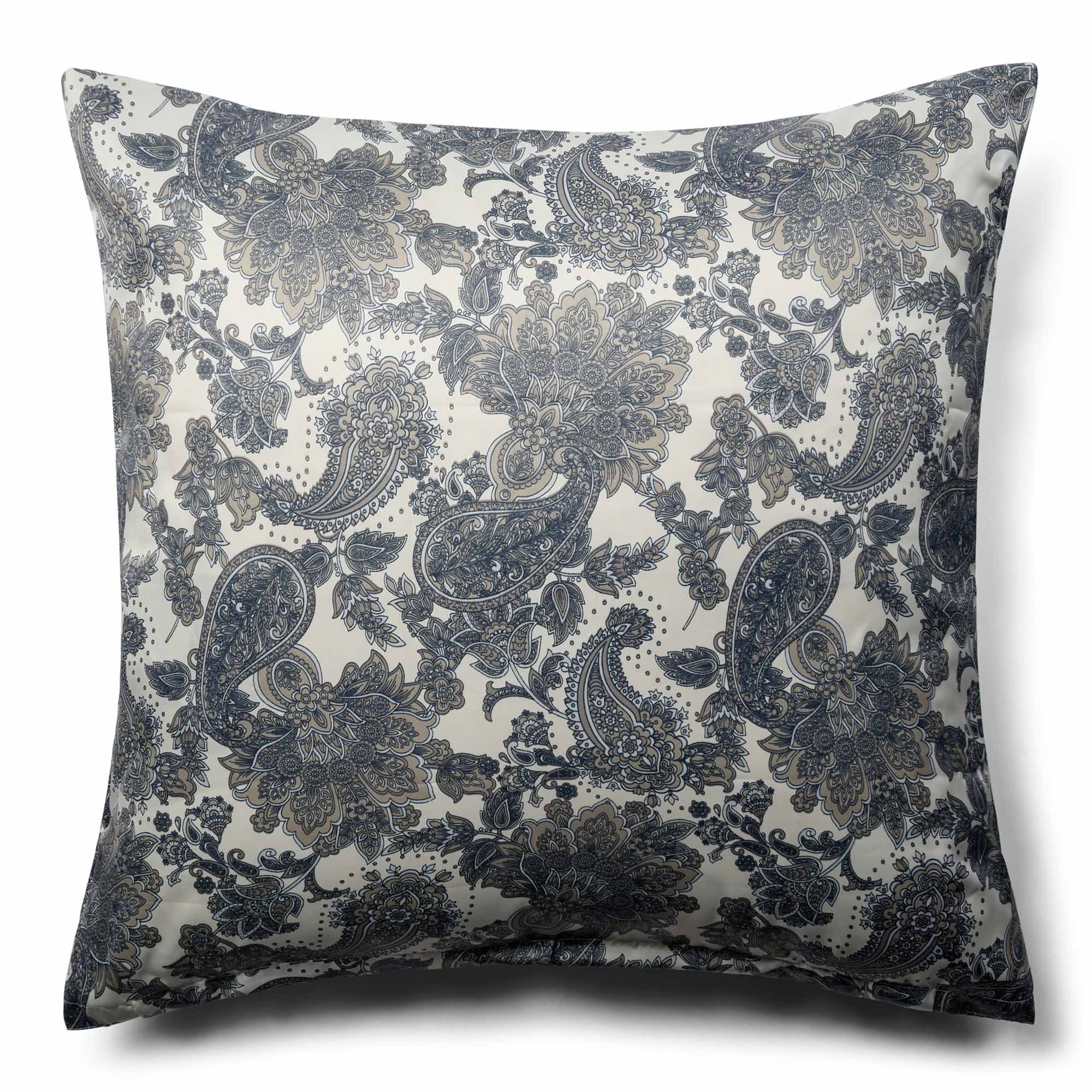 Pudebetræk 60x63 cm - Satin - Sandfarvet blomstret design Pudebetræk 60x63 cm - Satin - Sandfarvet blomstret design