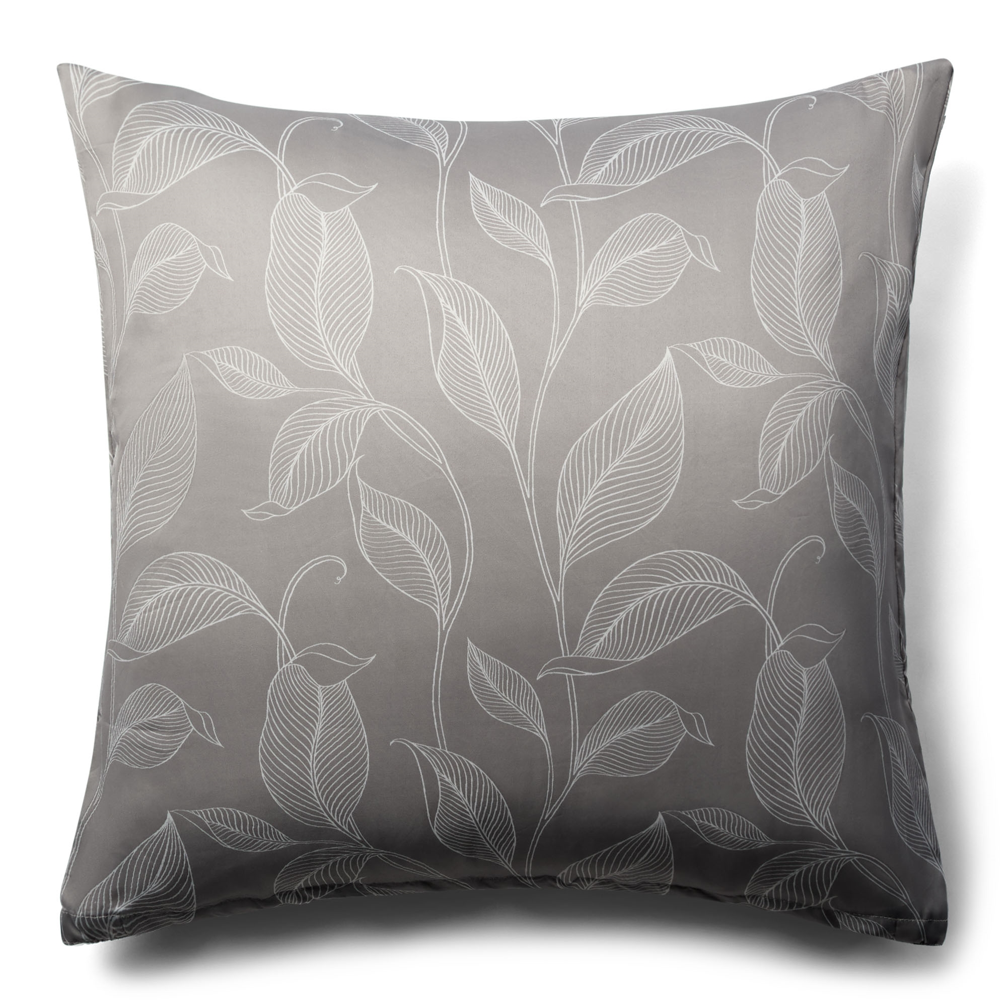 Pudebetræk 60x63 cm - Satin - Sandfarvet print af blade Pudebetræk 60x63 cm - Satin - Sandfarvet print af blade