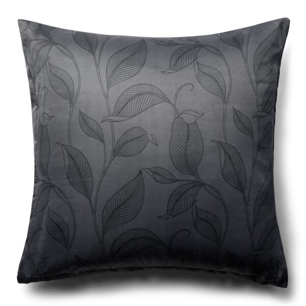 Pudebetræk 60x63 cm - Satin - Sort print af blade