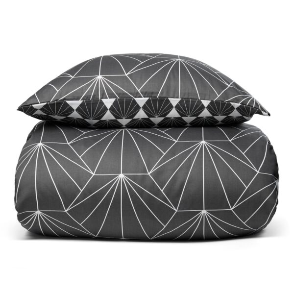 Sengesæt 140x200 cm - Hexagon grå - 2 i 1 design - 100% bomuldssatin sengetøj - By Night