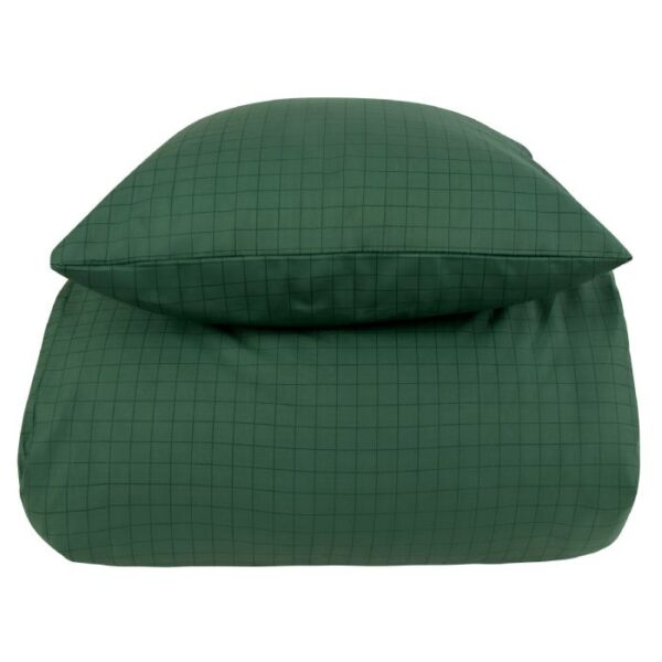 Sengetøj 100% bomuld - 140x200 cm - Grøn ternet sengesæt - Nordstrand Home dynebetræk