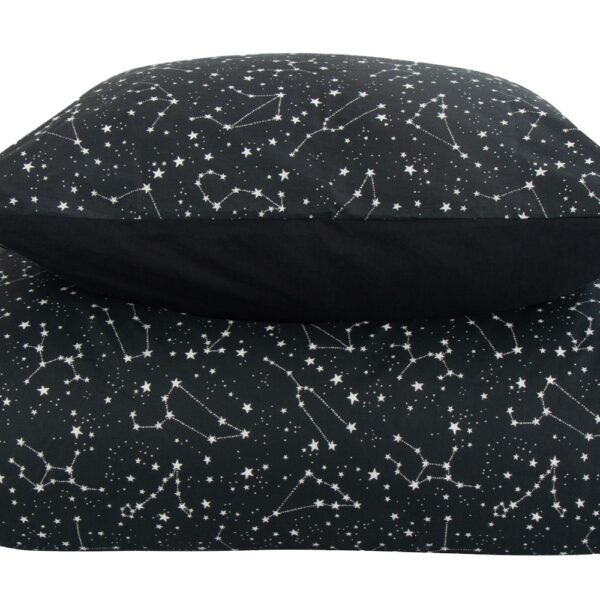 Sengetøj 140x200 cm - 100% Bomuld - Zodiac black - Vendbart med stjerner